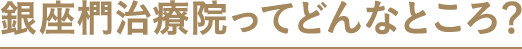 銀座椚治療院ってどんなところ？